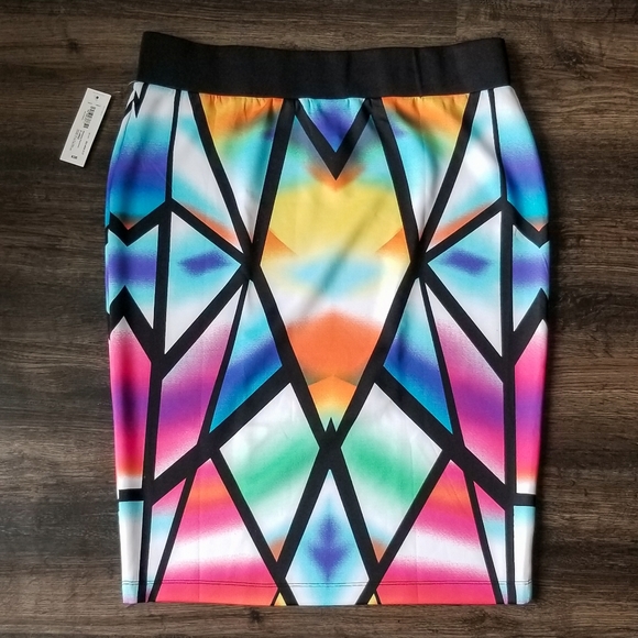 Bisou Bisou Stained Glass Pink Blue Skirt - Picture 2 of 4